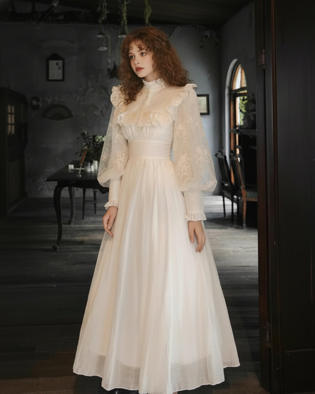 Nalini Long Sleeve Lacemade Midi Dress, princess dress​, princess tiana dress, princess dress up​