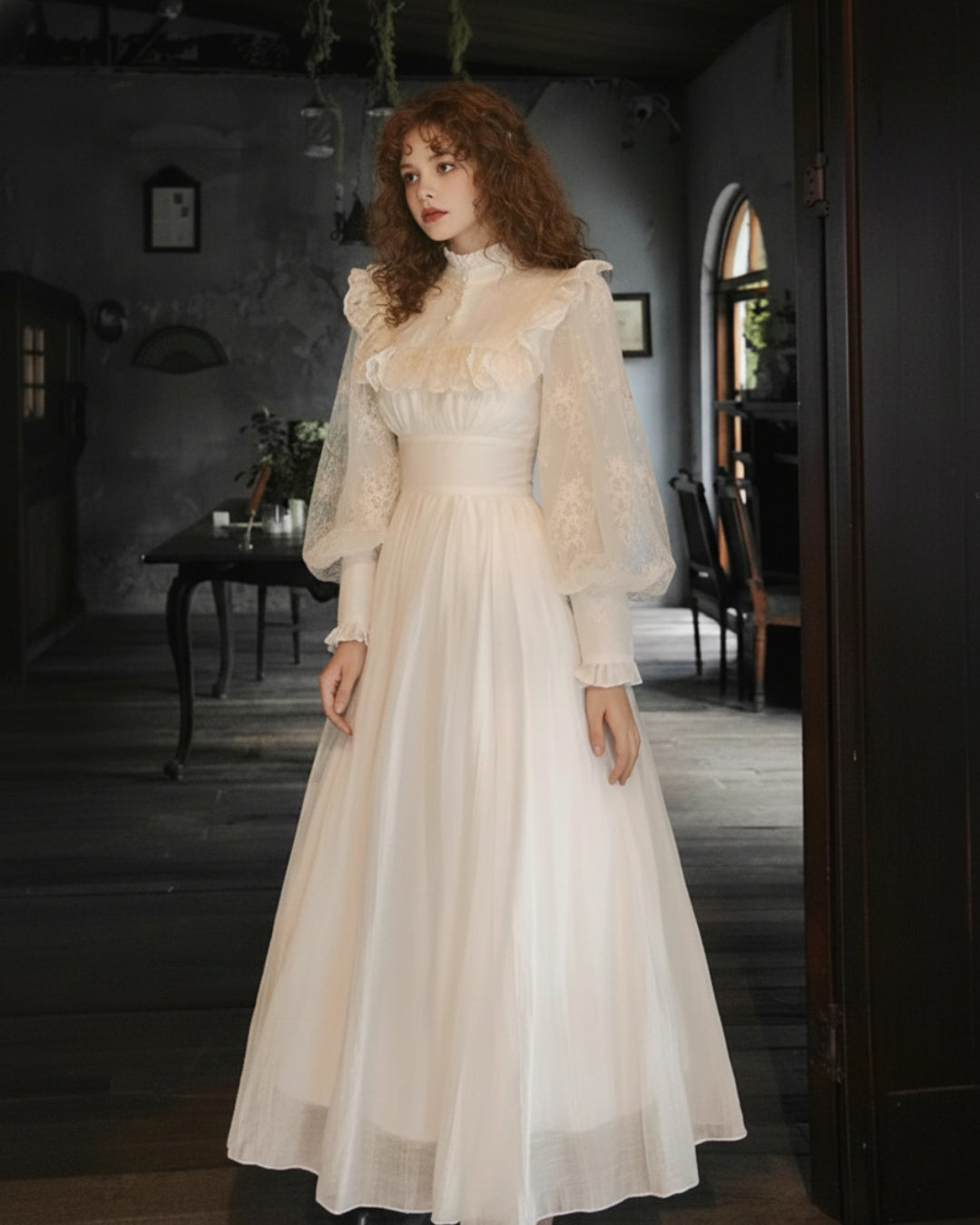 Nalini Long Sleeve Lacemade Midi Dress, princess dress​, princess tiana dress, princess dress up​