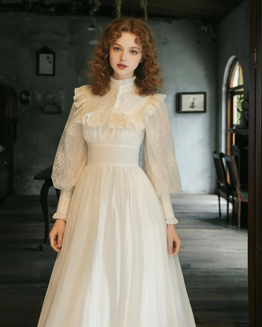 Nalini Long Sleeve Lacemade Midi Dress, princess dress​, princess tiana dress, princess dress up​