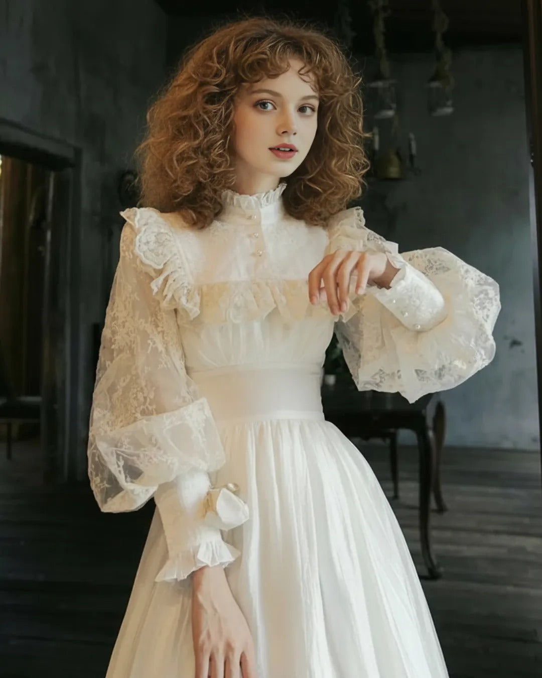 Nalini Long Sleeve Lacemade Midi Dress, princess dress​, princess tiana dress, princess dress up​