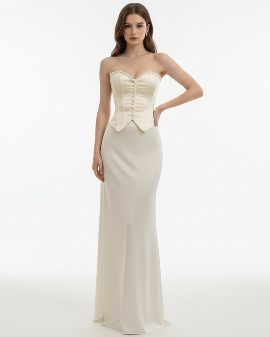 Nastassia Ivory Lace-Up Bustier Corset Top for Women, corset bodysuit​, stella corset locations​