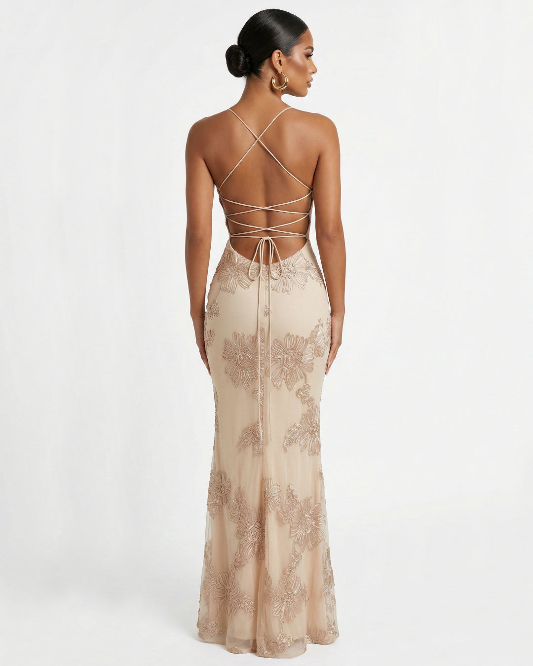 Nefertiti Maxi Dress in Ivory Blush, 3D Floral Maxi Dress, wedding dress guest woman, wedding guest dress canada​