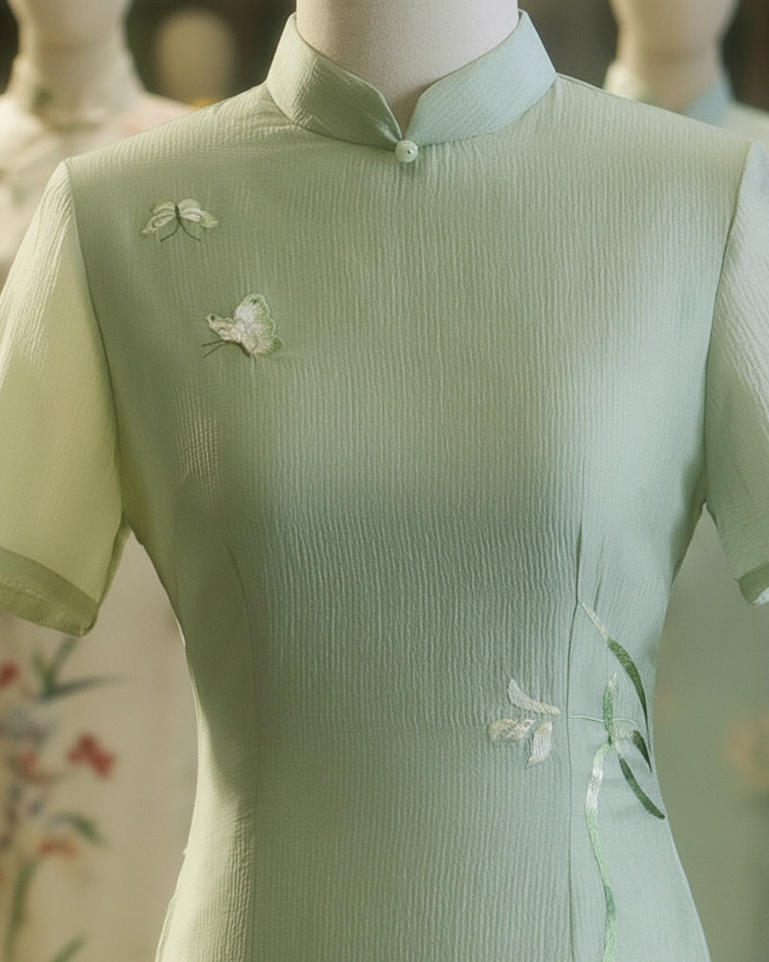 Nevaeh Modernized Áo Dài Dress, Mint Green Ao Dai Online, ao dai canada, ao dai usa, ao dai toronto
