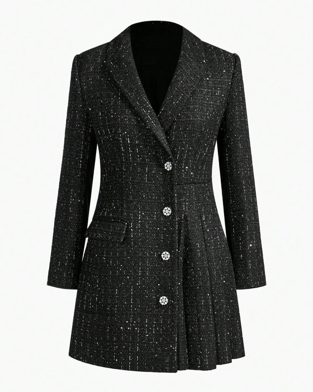 Nora Mini Long Sleeve Dress - Black
