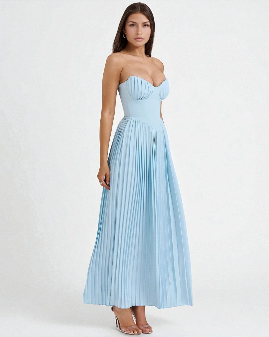 Nova Pleated Maxi Dress, Ocean Blue dress, fashion dresses, babyboo fashion canada, formal dress formal dress