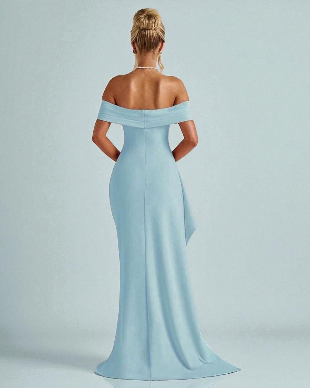 Baby Blue Off-Shoulder Bodycon Maxi Dress Baby Blue Off-Shoulder Bodycon Maxi Dress