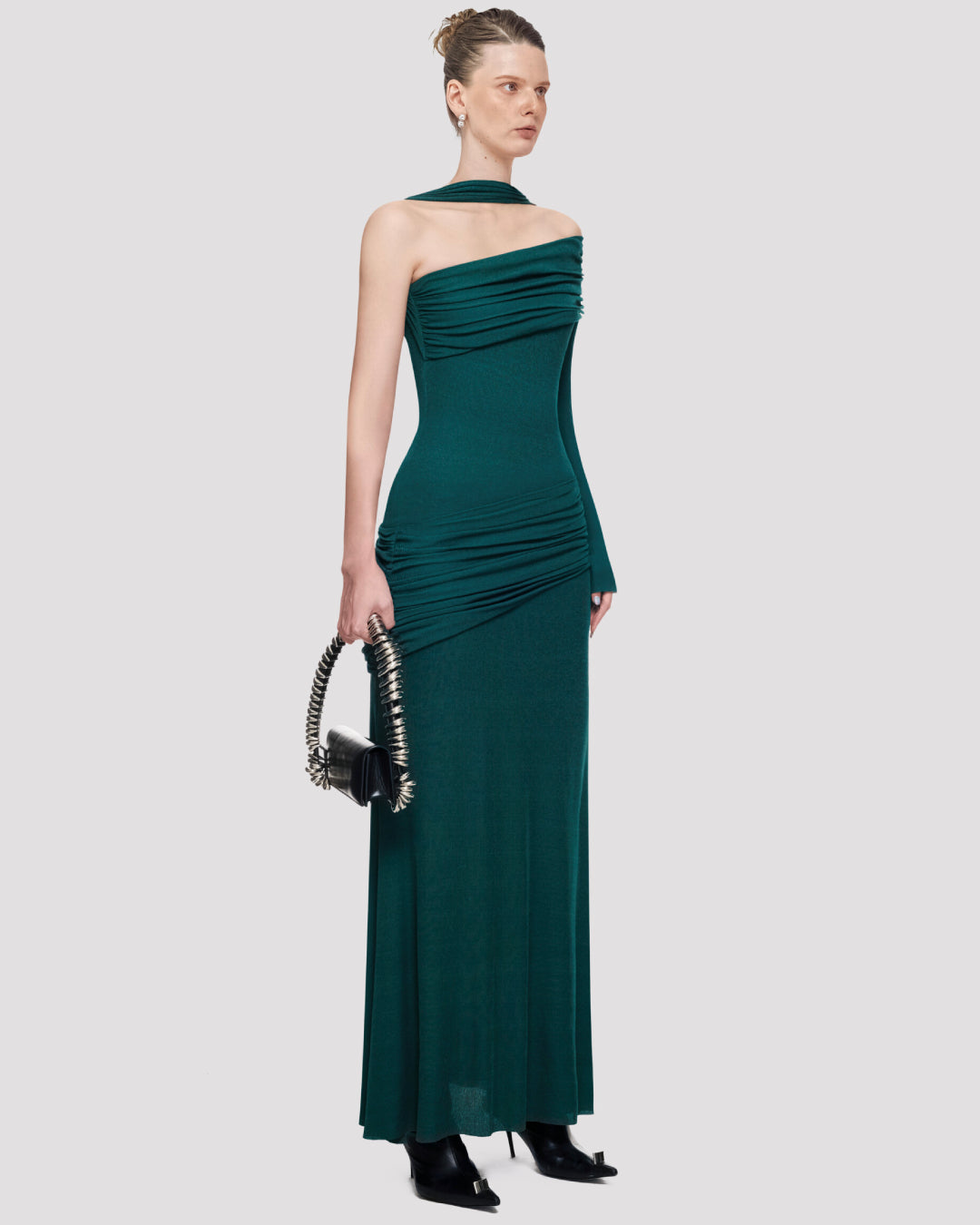 Olessia Emerald Green Off-the-Shoulder Maxi Dress, emerald green dress off the shoulder, emerald green dress prom