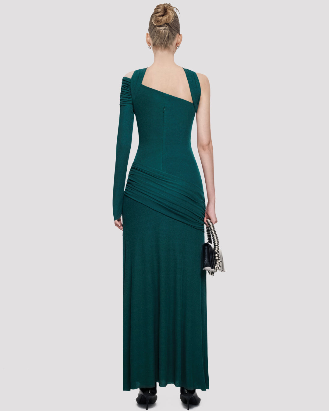 Olessia Emerald Green Off-the-Shoulder Maxi Dress, emerald green dress off the shoulder, emerald green dress prom
