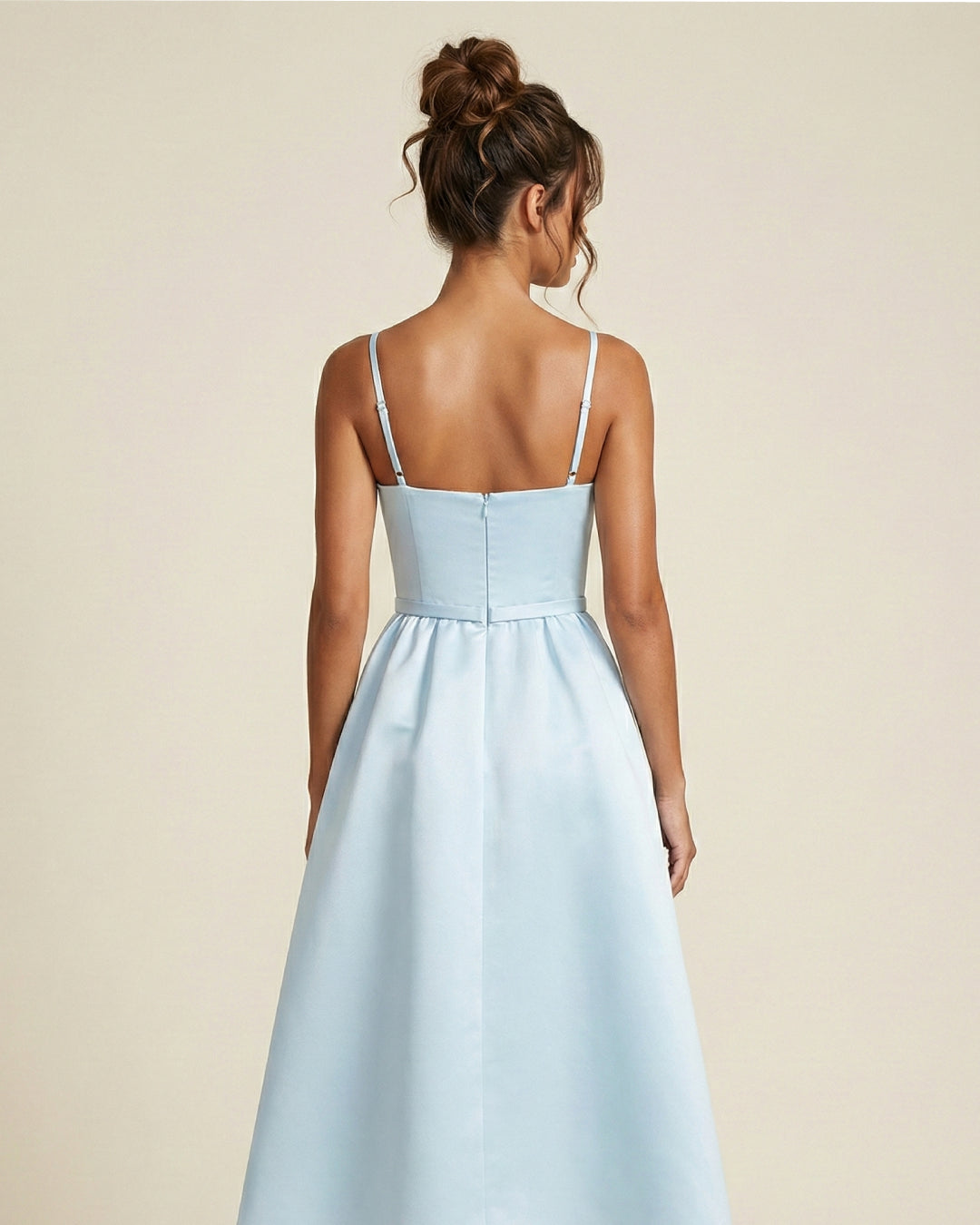 Contessa Light Blue Midi Dress with Hidden Pockets, midi dress light blue, light blue corset midi dress​, summer dress with pockets