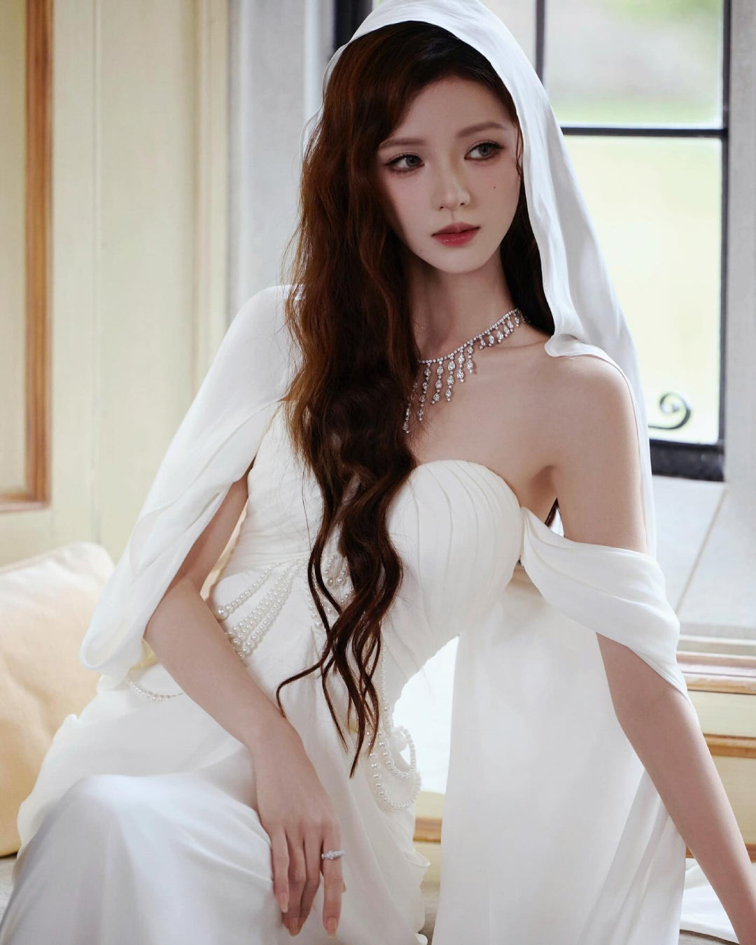 Ottilie Bridal Maxi Dress, White Bridal Gown, bridal reception dress​, white bridal shower dress