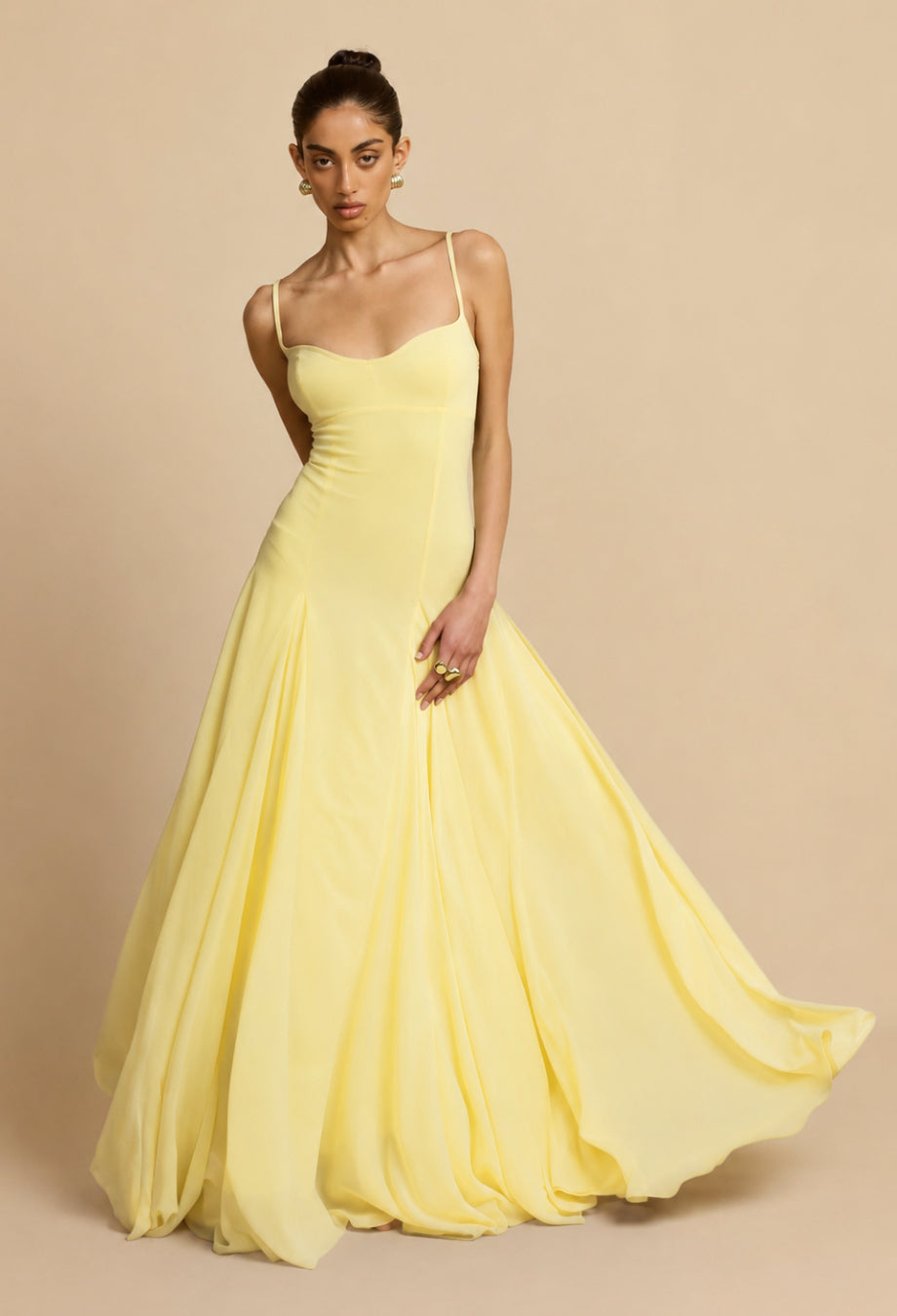 Paloma Butter Yellow Formal Wedding Guest Maxi Dress, maxi dress for beach wedding guest​, flowy maxi dress wedding guest