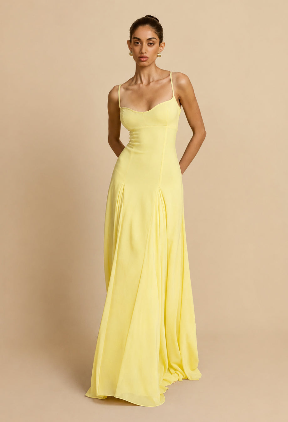 Paloma Butter Yellow Maxi Gown for Beach Wedding Guests