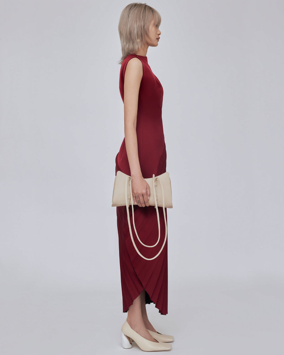 Penny Burgundy Midi Dress, Burgundy Wedding Guest Dress, burgundy color dress, burgundy midi dress​