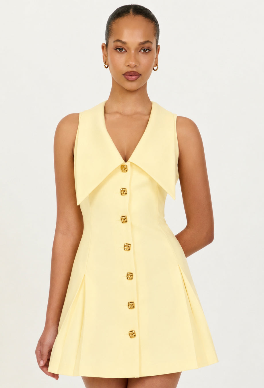 Light Yellow Cinched A-Line Mini Dress, peppermayo yellow dress, 	
yellow hoco dress
