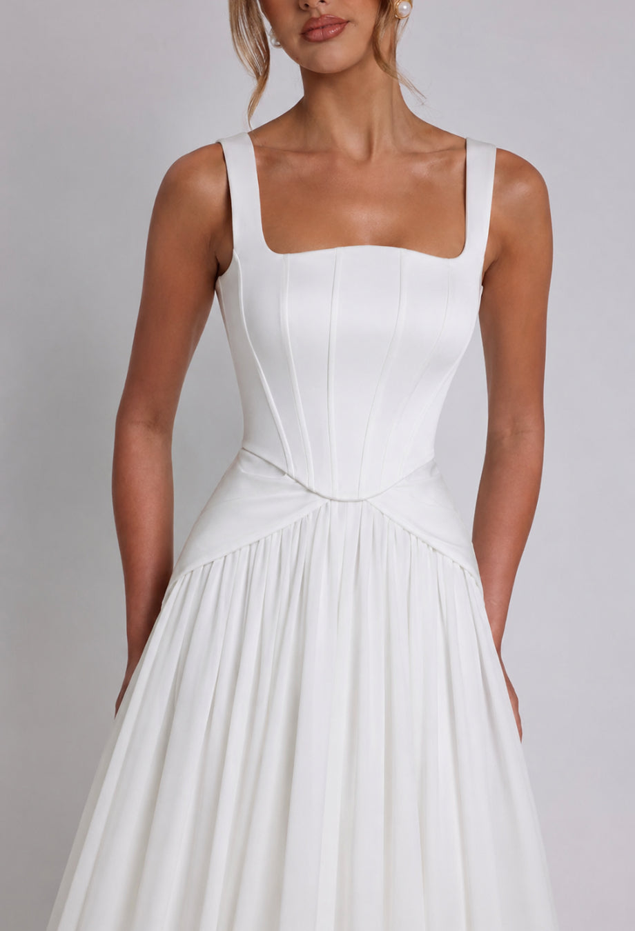Polina White Corset Maxi Dress, white wedding dress, white corset maxi dress​,   corset white maxi dress​