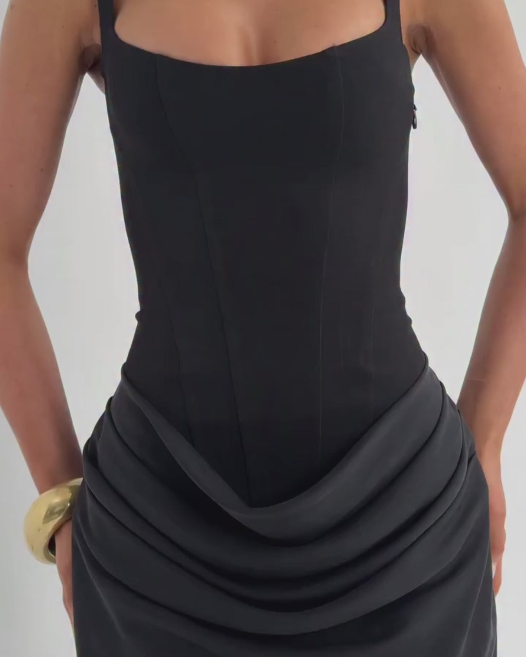 Yeona Mini Dress in Black, Women's Corset Short Gown, woman in evening dress​