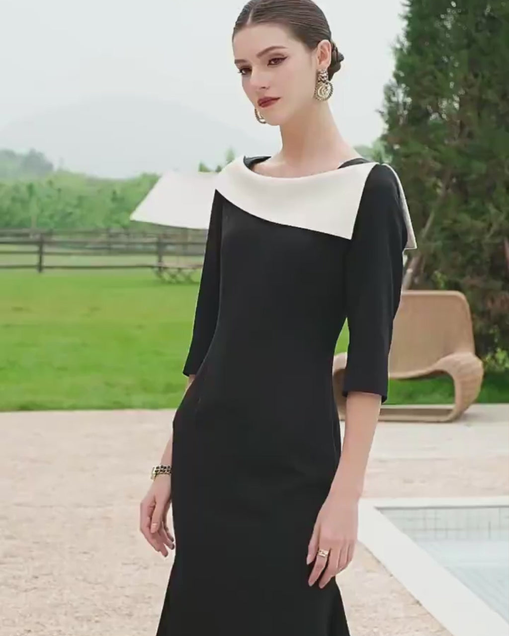 Aphrodite Black Midi Dress, Women's Formal Business Wear​, formal business wear for ladies​, womens business wear​