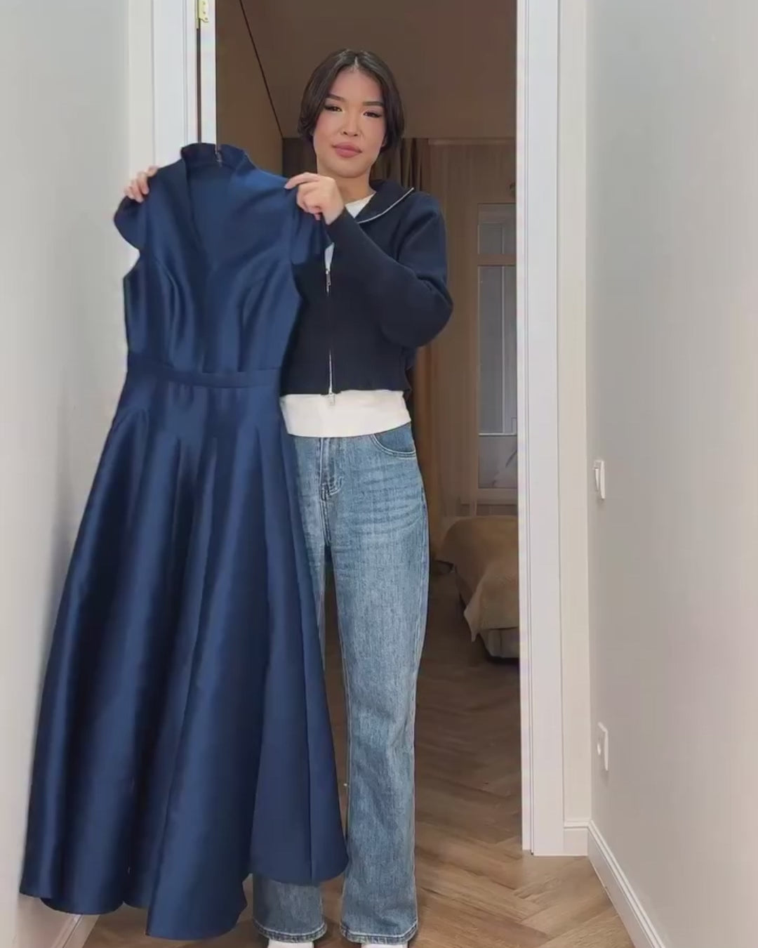 Betty Midi Dress - Navy Blue