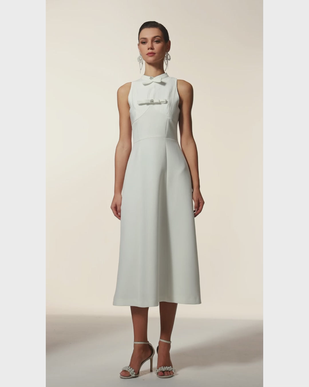 Saoirse White Midi Dress, White High Neck Graduation Dress, windsor graduation dress, where can i buy a white dress for graduation