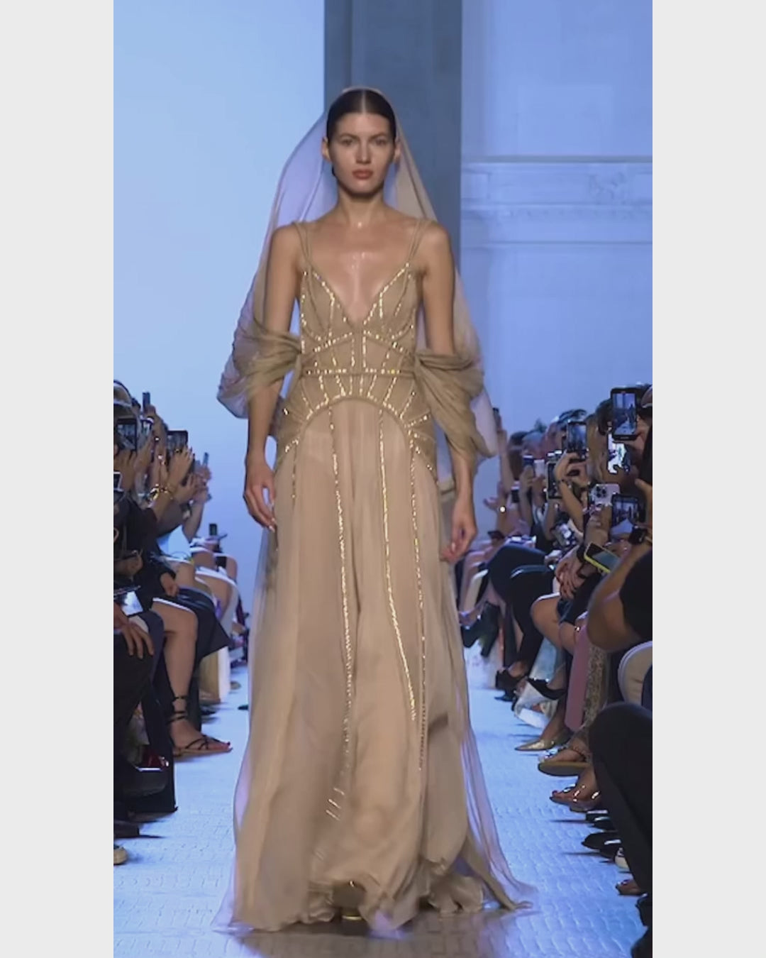 Beige Goddess Ethereal Modest Dress, Lysandra Maxi Dress, ethereal wedding dress​, shawl dress wear