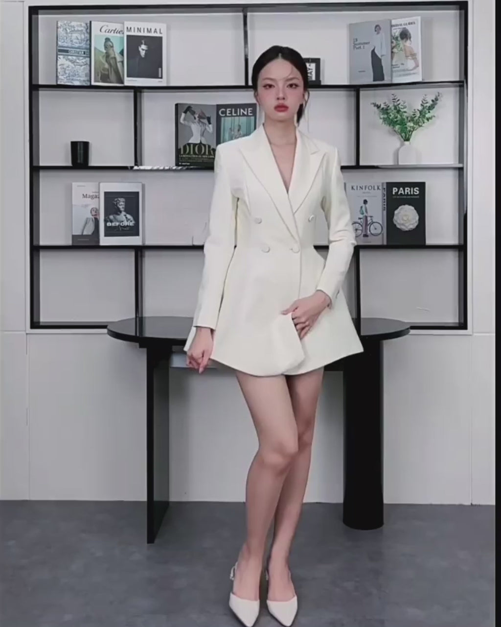 Elvira White Blazer Mini Dress, deep v blazer dress, blazer dress for graduation, white blazer dress fashion nova