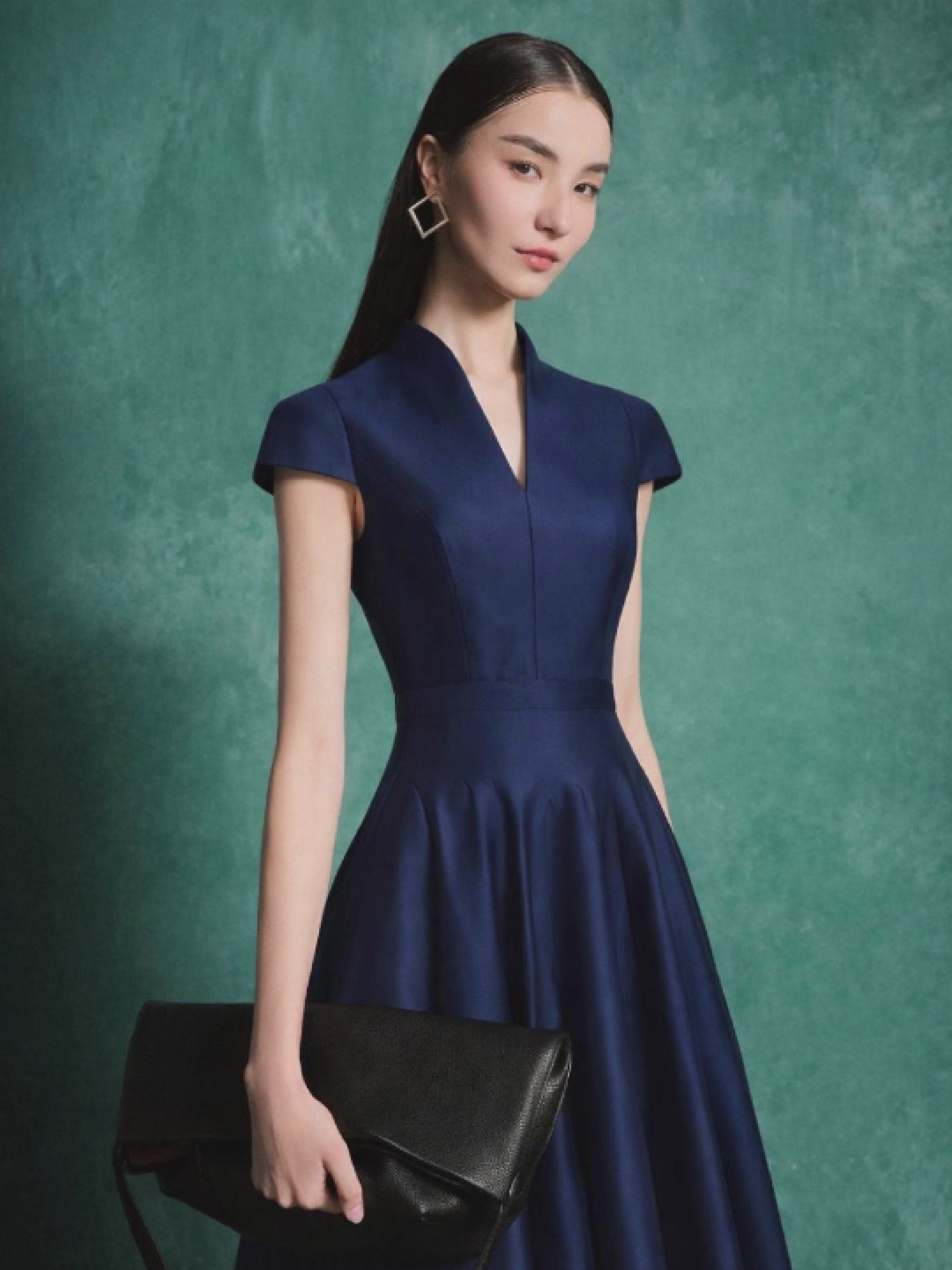 Betty Navy Blue Midi Dress, navy blue colour dress​, navy formal dress, navy blue graduation dress​