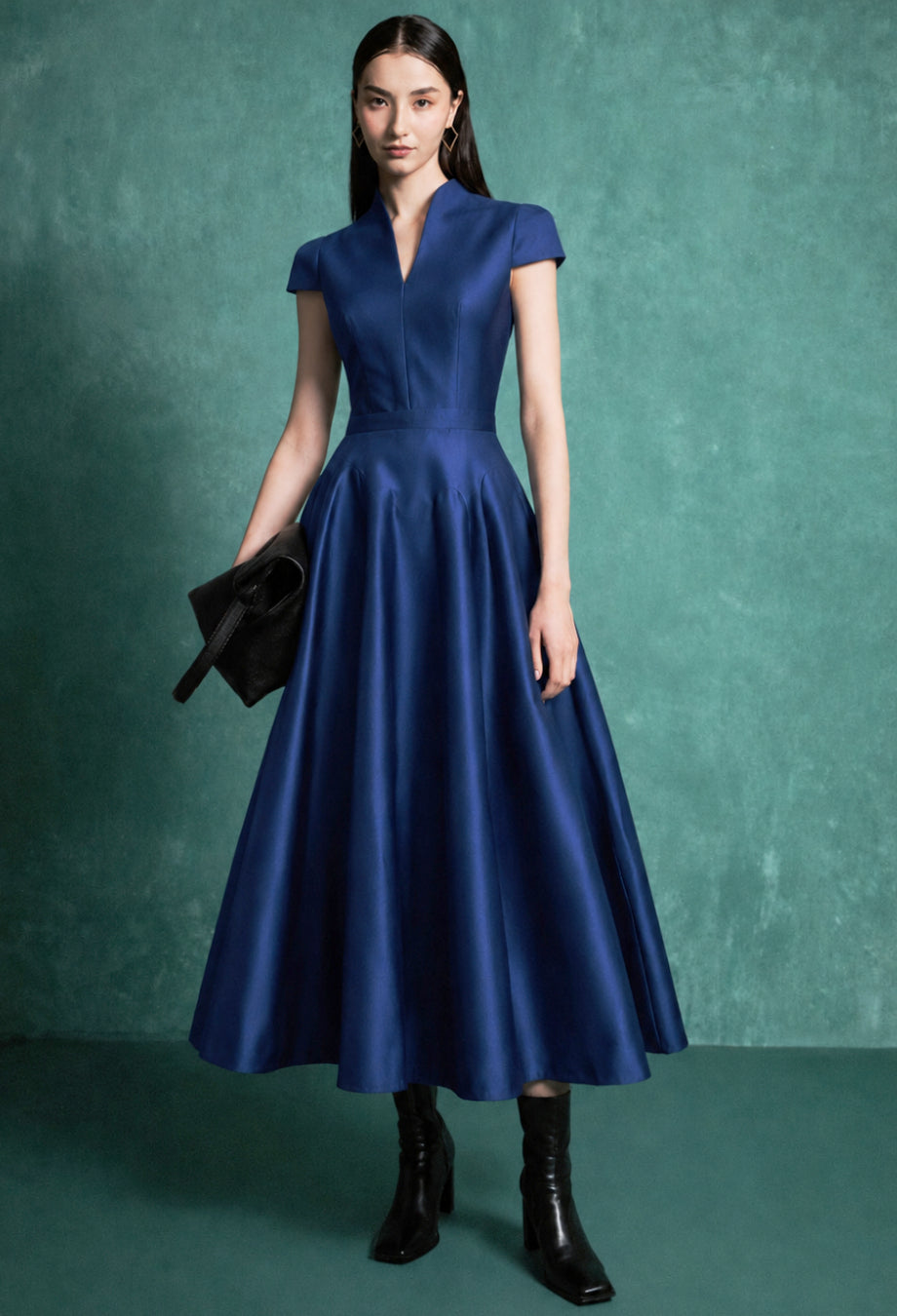 Betty Navy Blue Midi Dress, navy blue colour dress​, navy formal dress, navy blue graduation dress​