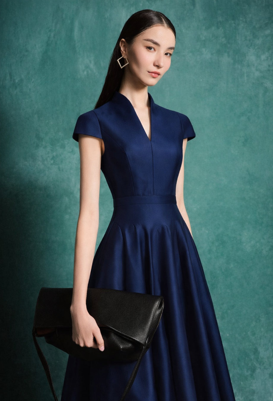 Betty Navy Blue Midi Dress, navy blue colour dress​, navy formal dress, navy blue graduation dress​