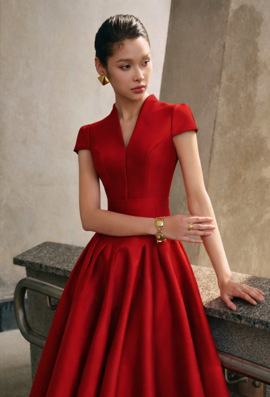 Betty Red Midi Dress, wedding dress red colour, red birthday dress​
