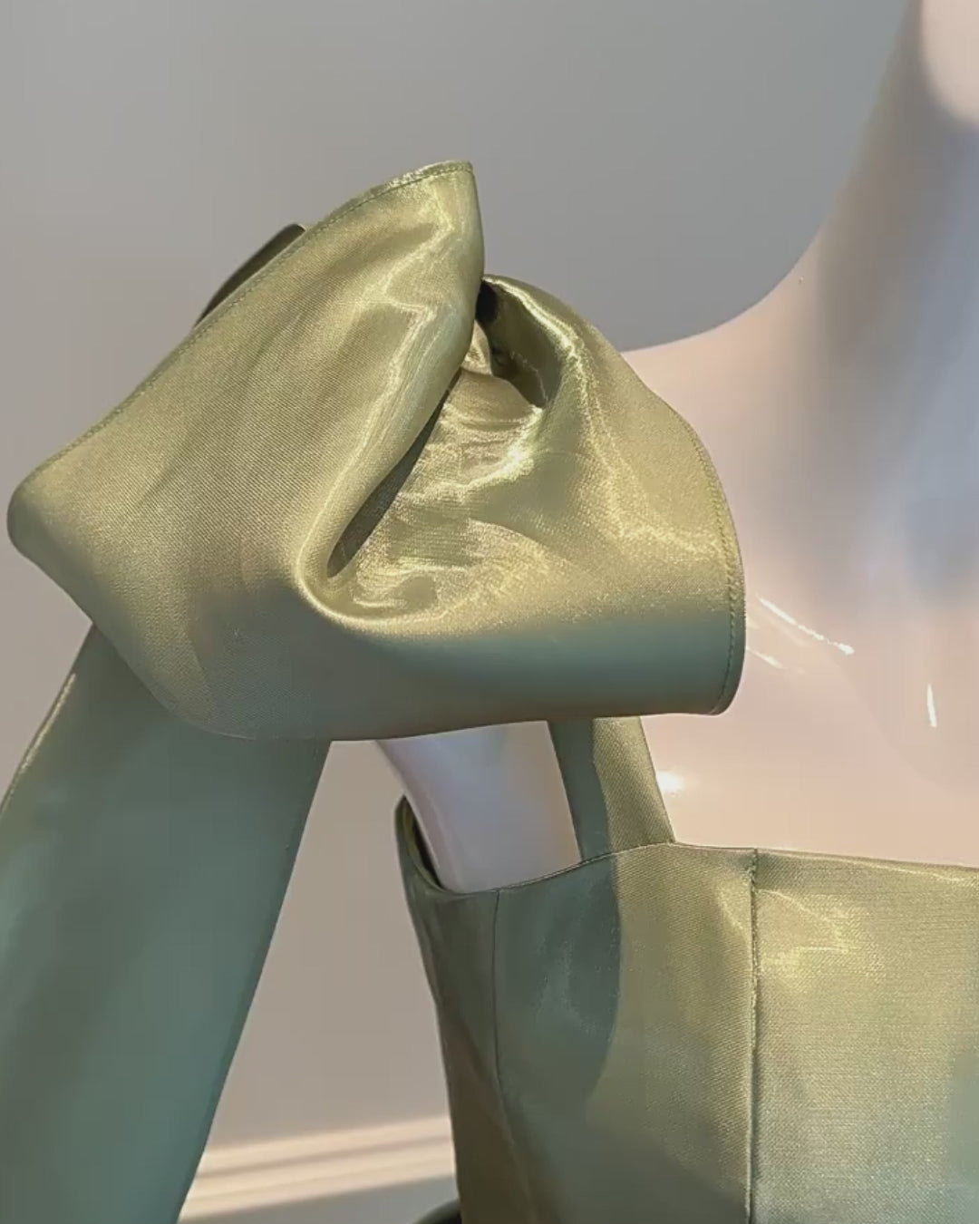 Bellina Sage Green Midi Dress with Detachable Bow, sage green midi dress​, sage green quince dress​