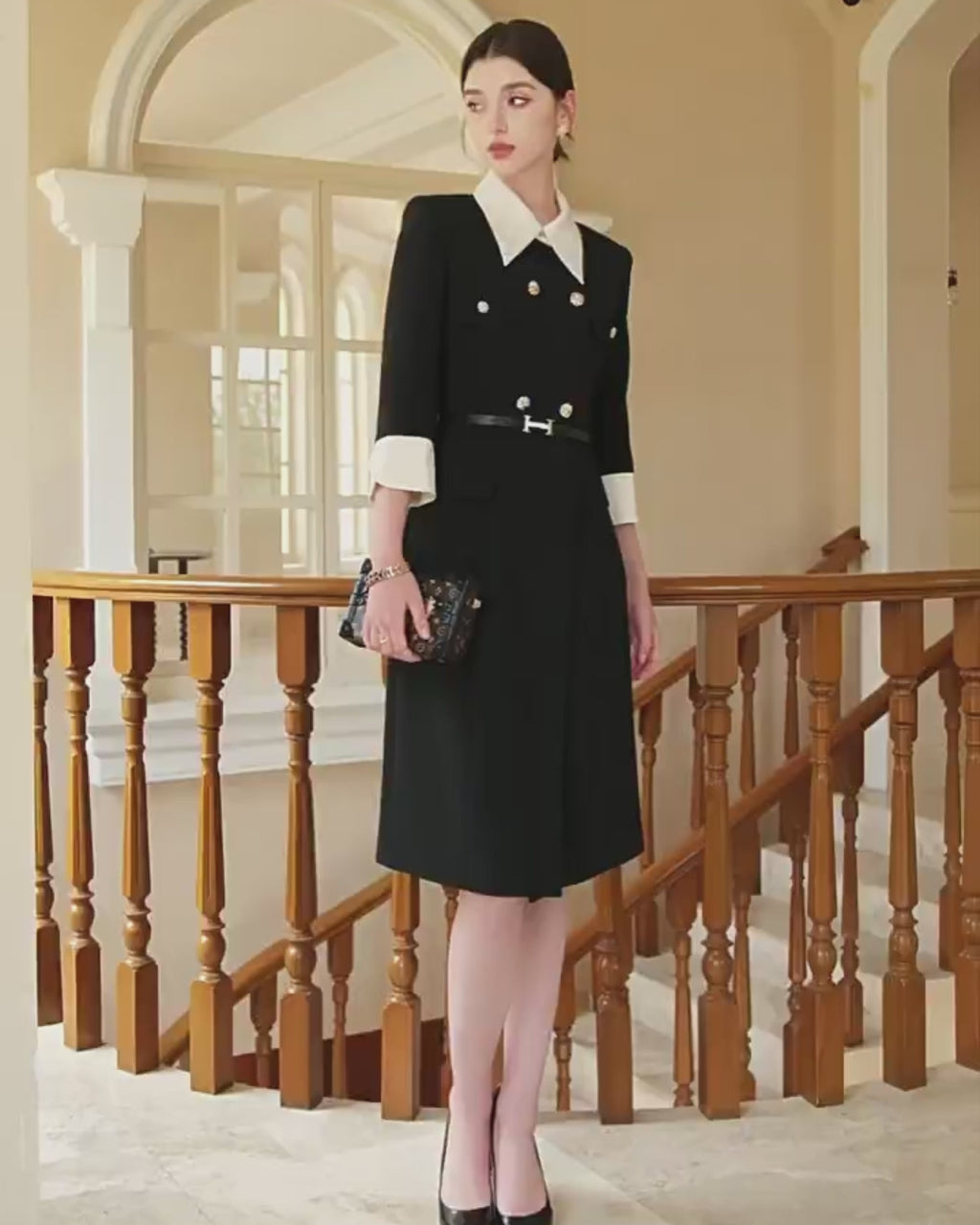 Luella Black and White Blazer Midi Dress