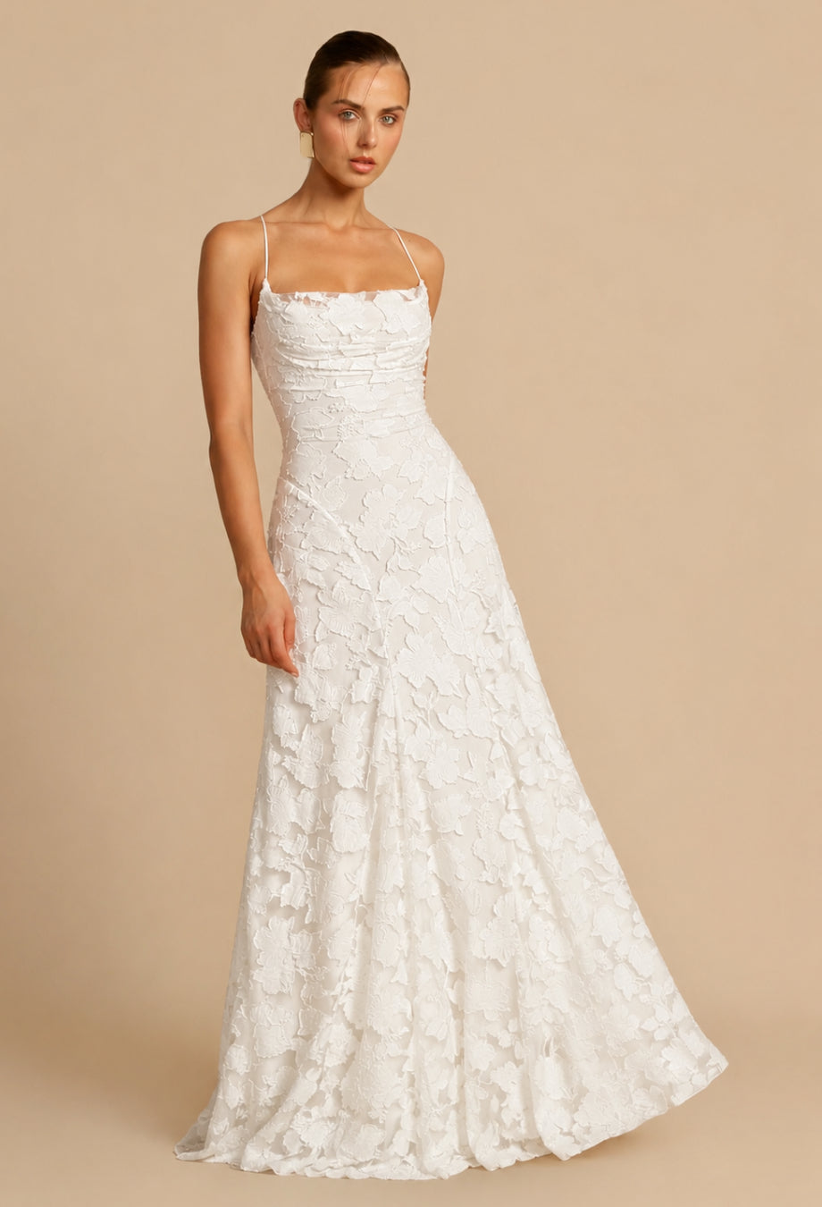 Francis White Maxi Dress, open back wedding dress​, open back formal dress​