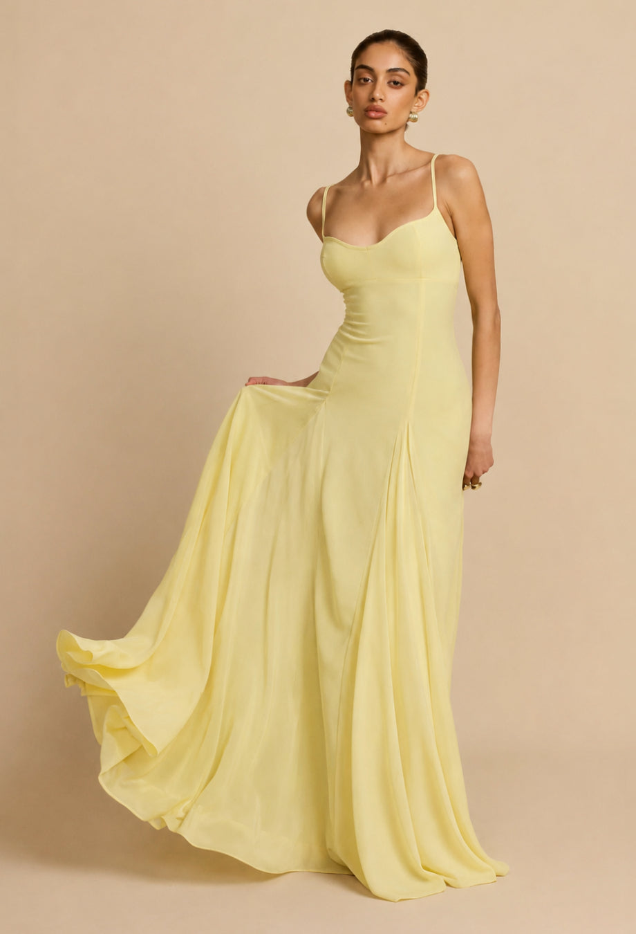 Paloma Butter Yellow Maxi Gown for Beach Wedding Guests
