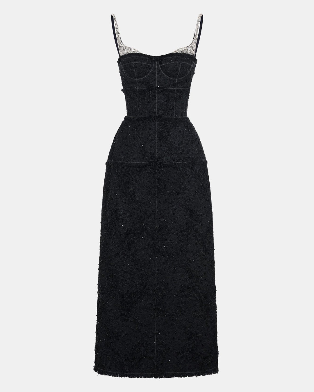 Prim Elegant Black Midi Dress, black dress shoulder, sophisticated black dress