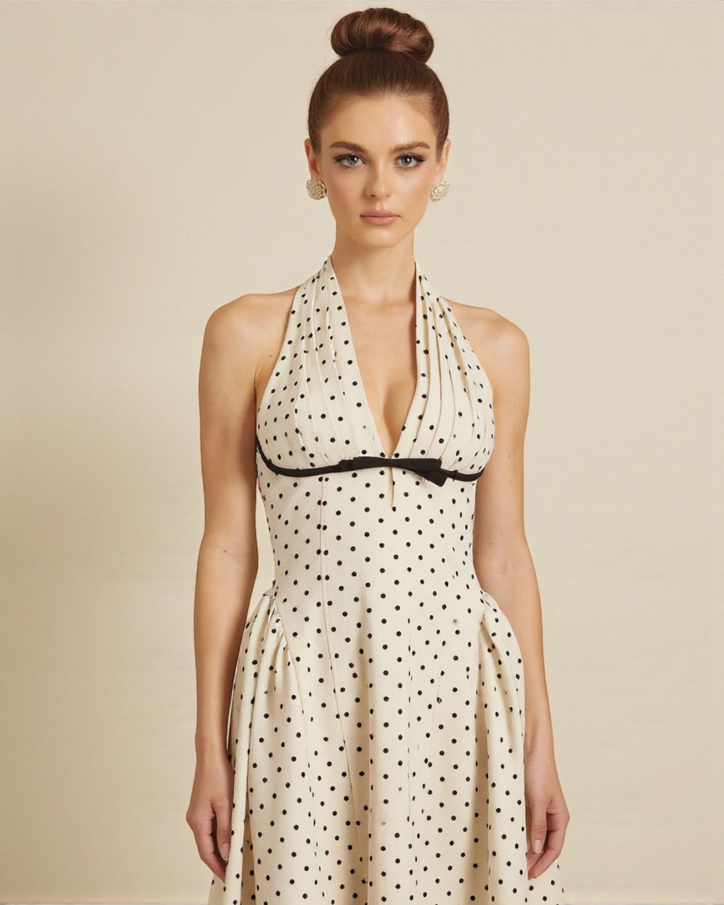Quinn Midi Dress - Black Polka Dot Print