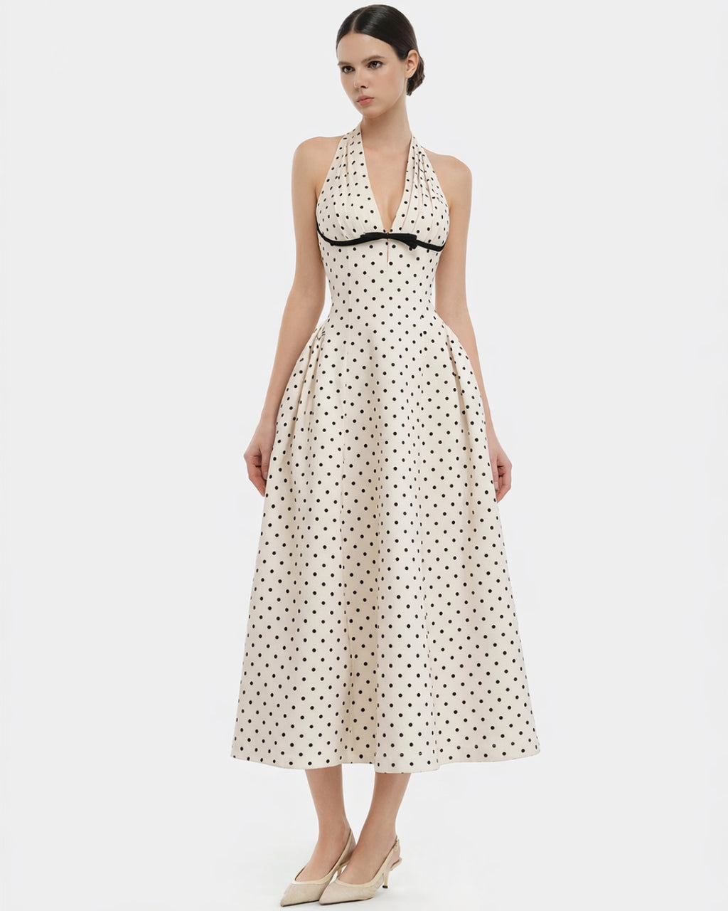 Quinn Micro Polka Dot Dress Midi Dress for Women, polka dot dress for women, zara polka dot dress, black polka dot dress