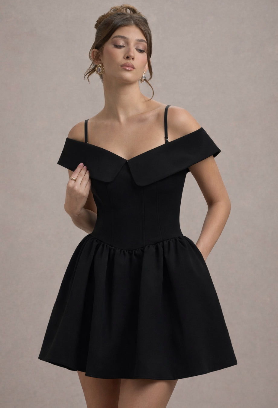 Raquel Black Babydoll Corset Mini Dress
