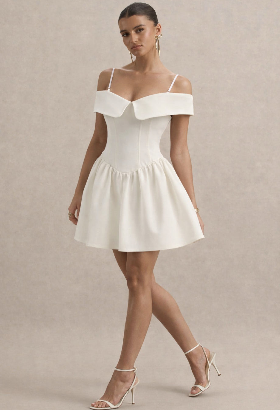 Raquel Ivory Babydoll Corset Mini Dress, mini white corset dress, corset mini white dress