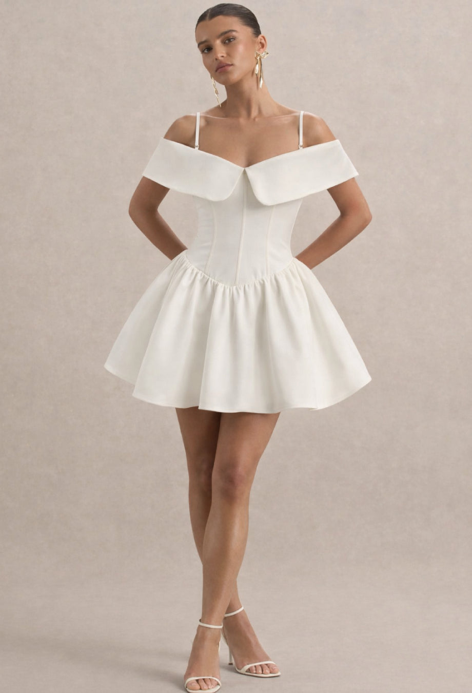 Raquel Ivory Babydoll Corset Mini Dress, white corset mini dress, corset dress mini​, corset white mini dress