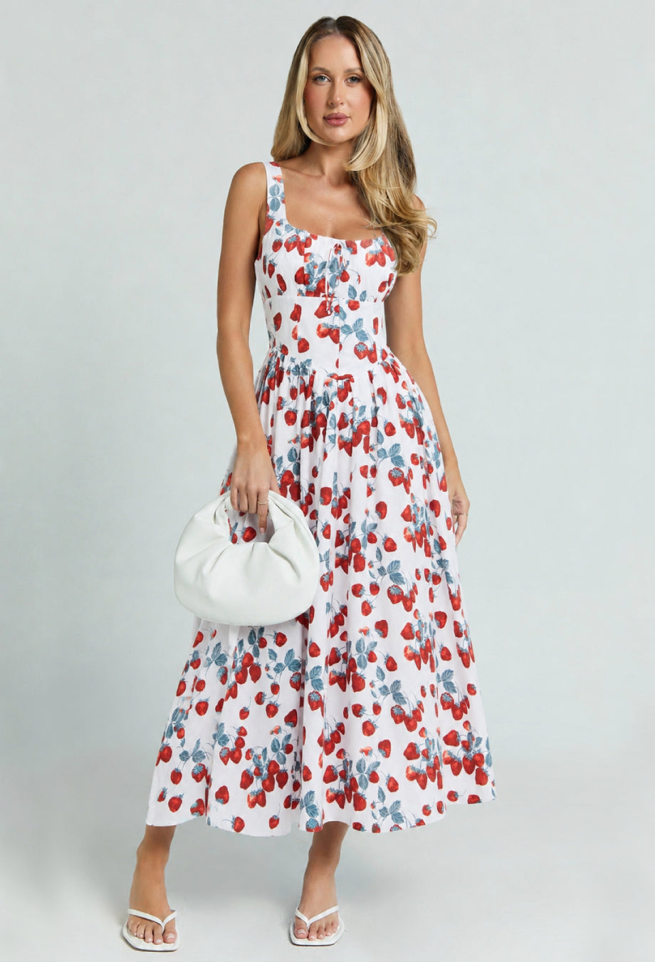 Balia Strawberry Print Linen Midi Dress for Women, reformation linen dress, linen dress reformation​