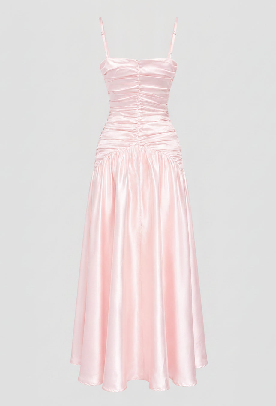 Rosetta Blush Pink Satin Maxi Dress, light pink satin prom dress, light pink prom dress​