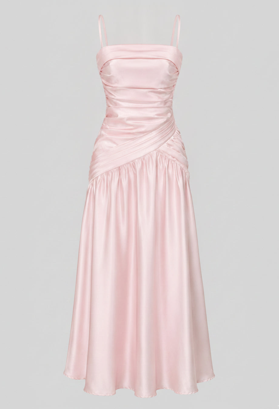 Rosetta Blush Pink Satin Maxi Dress, light pink satin prom dress, light pink prom dress​