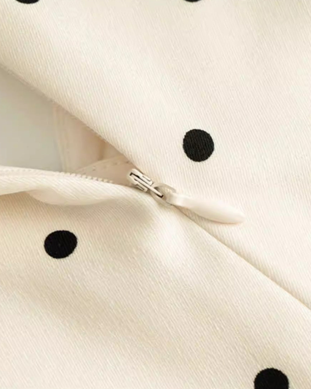 Sabina Vintage Polka Dot Long-Sleeve Midi Dress in Ivory, vintage dress​, vintage grad dress, vintage graduation dress