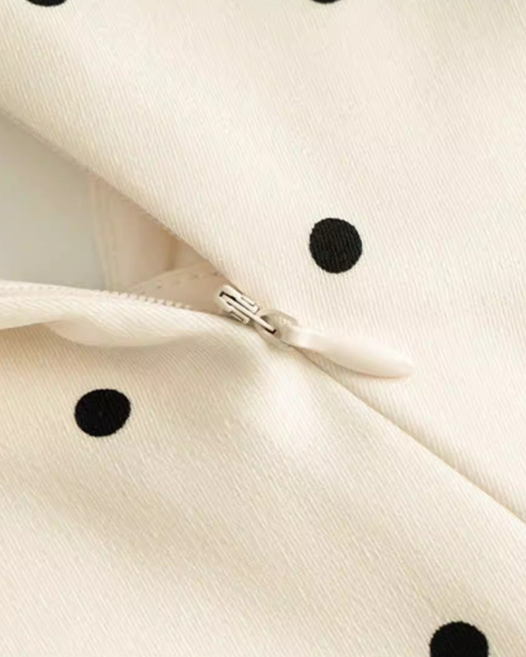 Sabina Vintage Polka Dot Long-Sleeve Midi Dress in Ivory, vintage dress​, vintage grad dress, vintage graduation dress