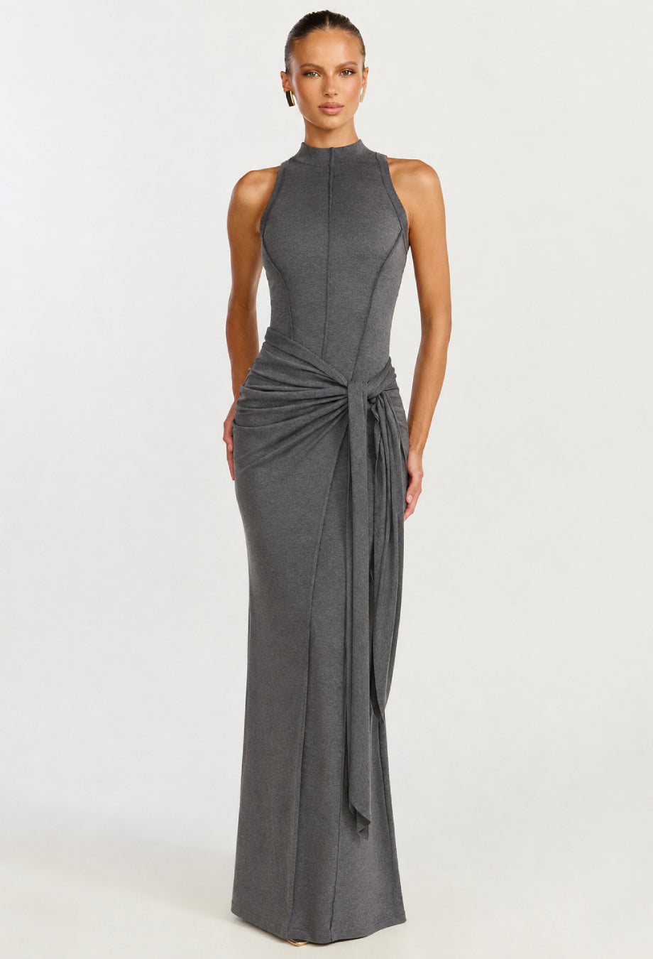 Sadira Grey Stretch Maxi Wedding Guest Dress, wedding guest maxi dress​, maxi wedding guest dress