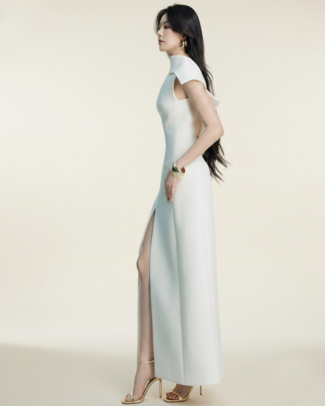 Salone White Formal Midi Dress for women