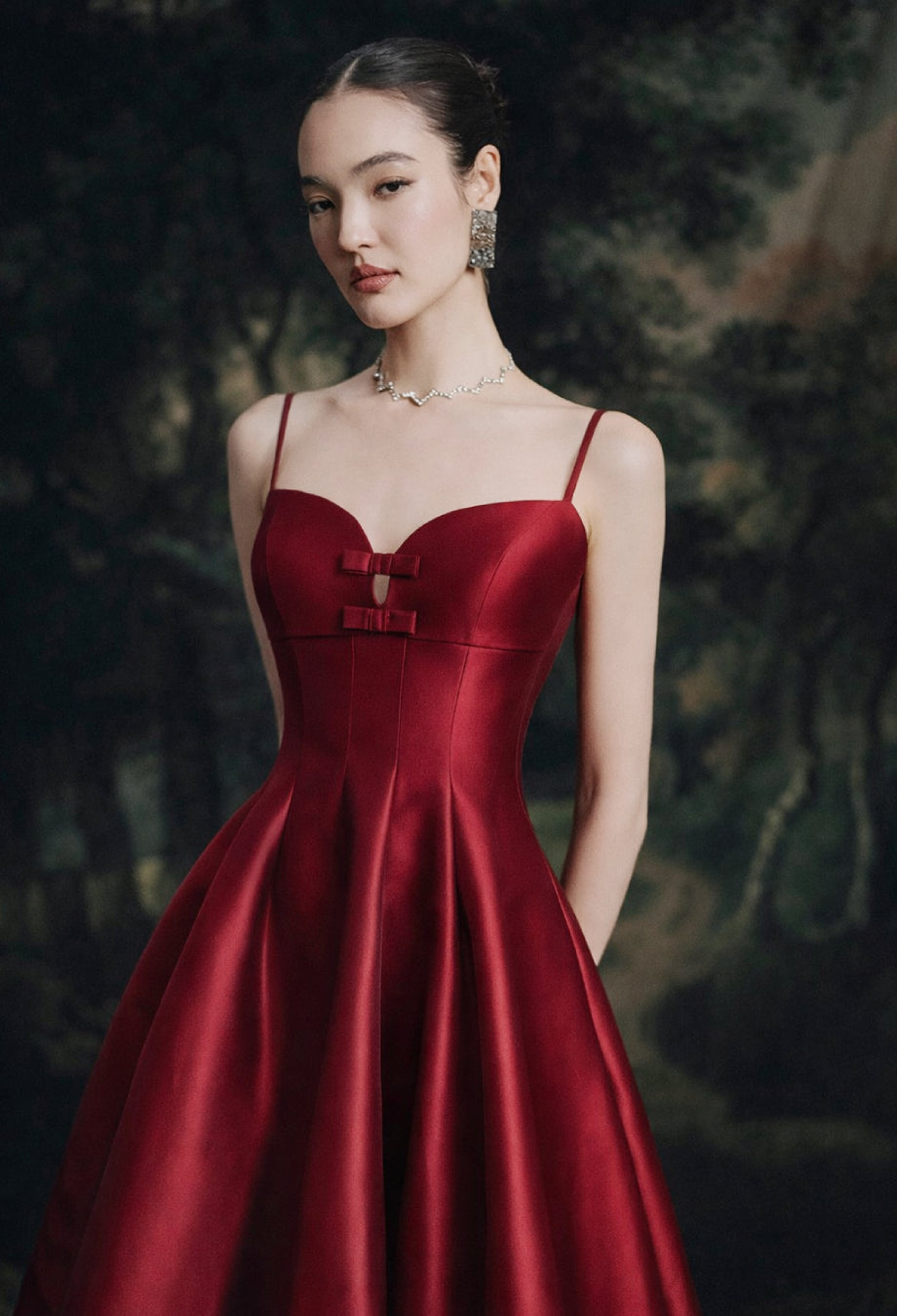 Samaria burgundy satin dress, burgundy long dress