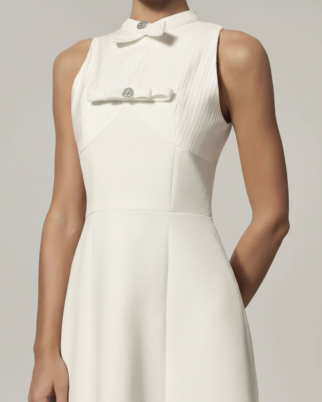Saoirse White Midi Dress, White High Neck Graduation Dress, classy graduation outfits, white graduation outfit