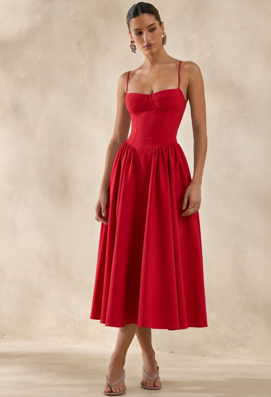 Seraphina Red Midi Dress Formal, midi red dress, womens red midi dress​