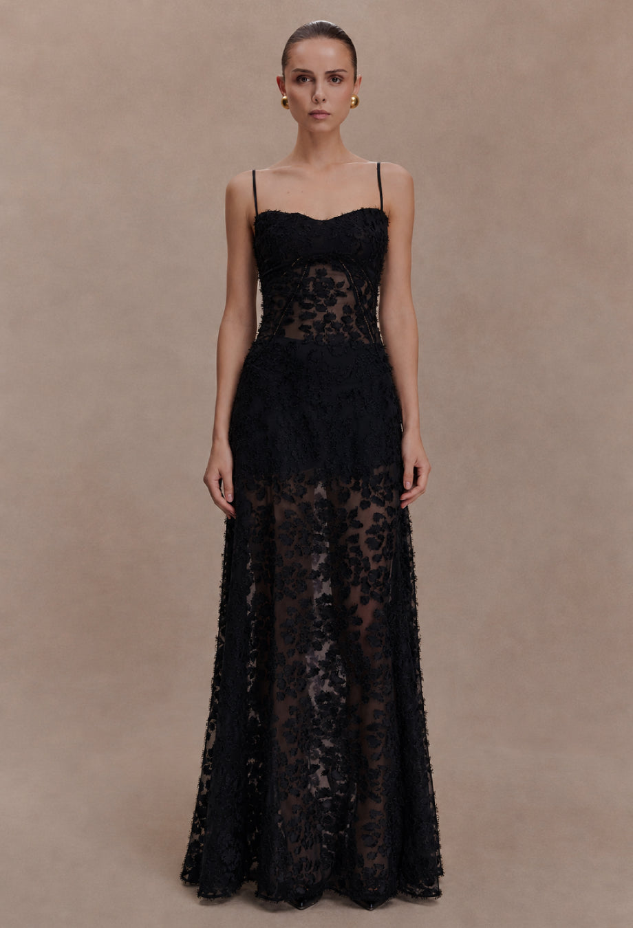 Seren Vintage Floral Lace Back Maxi Dress in Black, maxi black dress​, black lace maxi dress
